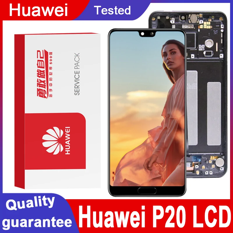 ААА + Замена дисплея с рамкой Huawei P20 ЖК дисплей сенсорным экраном дигитайзер в