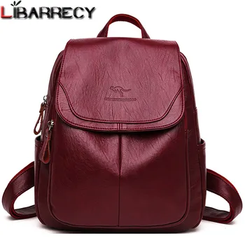 

Casual Letter Backpack Female Solid Color Leather Women's backpack Large Capacity School Bag for Girls Leisure Shoulder Bags