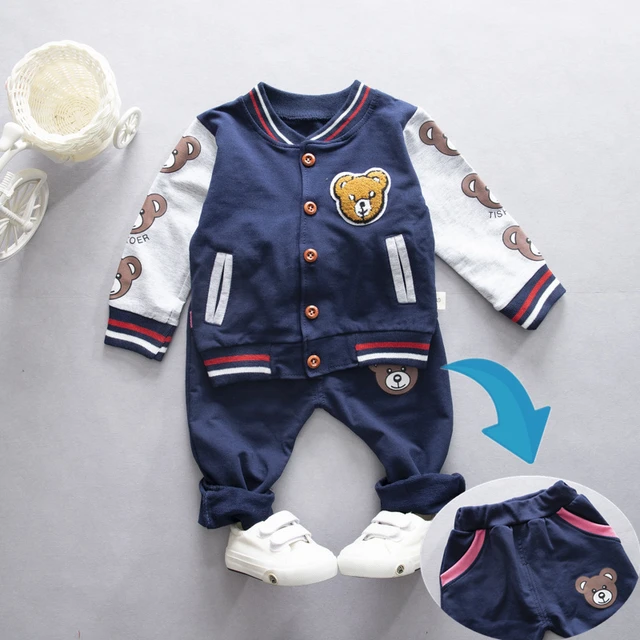 Fashion Children Clothing Spring Autumn Baby Girl Clothes Set Boys Cotton Jacket Pants 2 Pieces Toddler Costume Kids Tracksuits XH bangqiufu F Navy