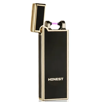 

Luxury PING Sound Electronic Lighter Pulsed Arc Usb Charge Stainless Steel Smoking Cigar Lighter Flameless LFB680