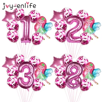 

8pcs Little Fairy Girls Pixie Balloons 40inch Pink Number Ballon 1 2 3 4 5 6 7 8 9th Baby Shower Kids Girls Birthday Party Decor