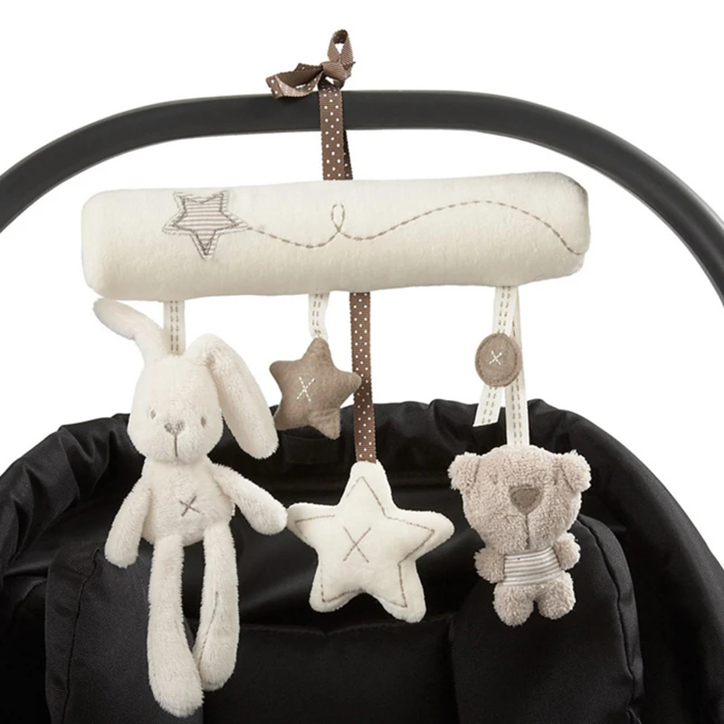 Rabbit baby music hanging bed safety seat plush toy Hand Bell Multifunctional Plush Toy Stroller Mobile 2