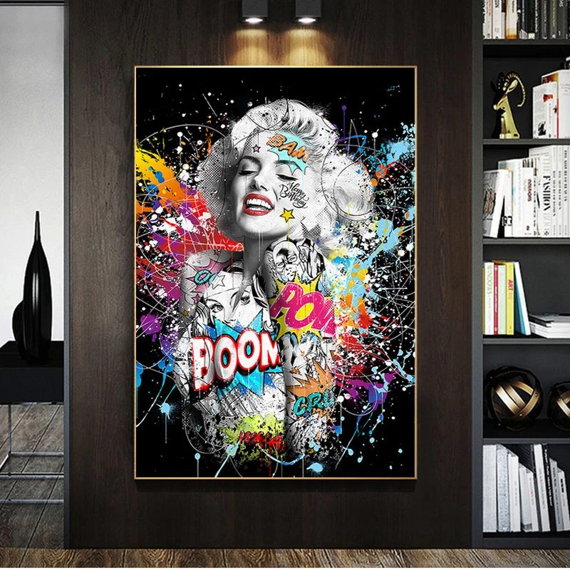 Graffiti-Art-Marilyn-Monroe-Art-Prints-Pop-Art-Poster-Sexy-Portrait-Canvas-Painting-Wall-Pictures-Street