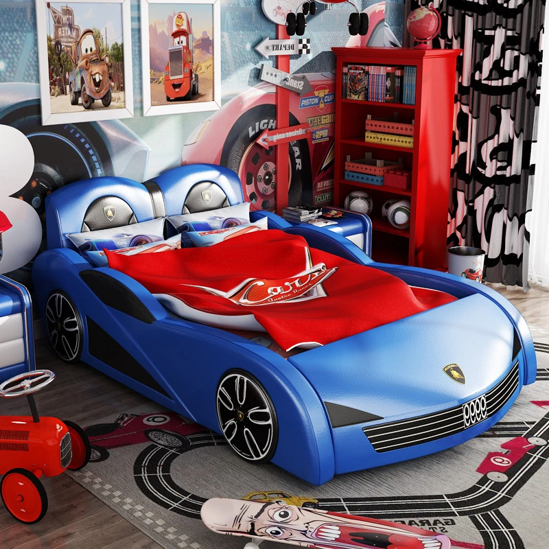 木製の子供たちのベッド少年シングルベッド 1 5 フェンス少年漫画の車ベッドファクトリーアウトレット Aliexpress