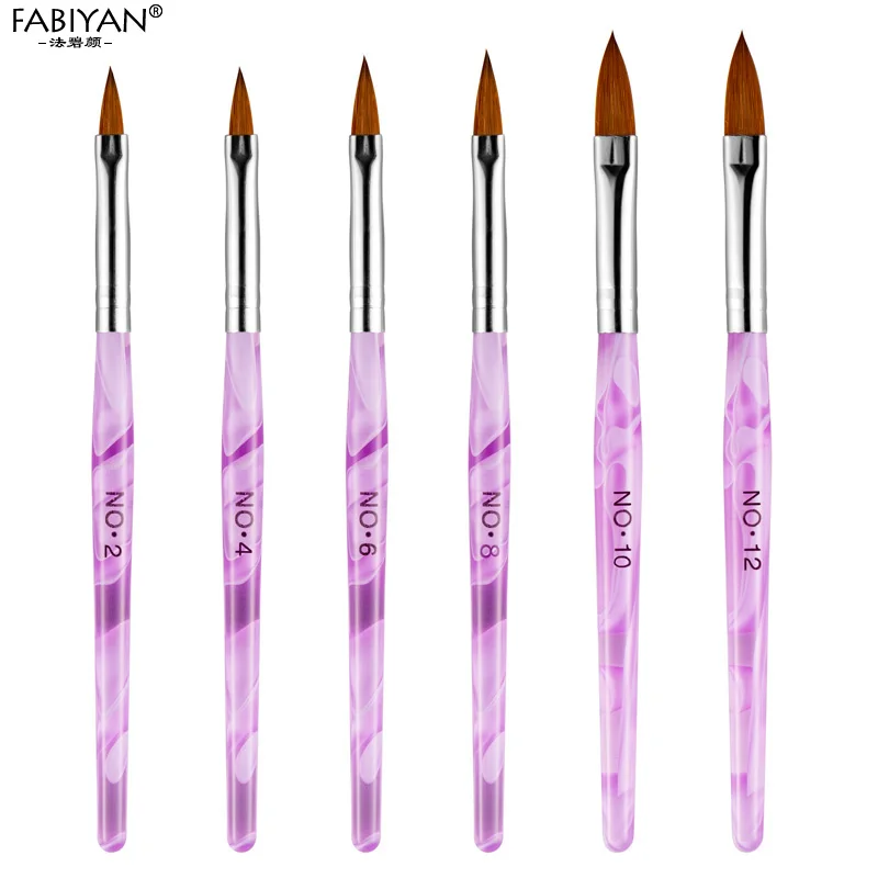 6 шт. набор кистей для рисования с акриловой ручкой|kolinsky sable|dot paintingnail art brush builder |