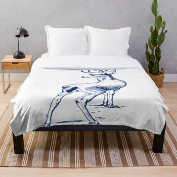 

Drop Shipping Printed Throw Blanket Sherpa Fleece Soft Blanket Flannel Rug Home Decoration For Bed Curious Deer Blue