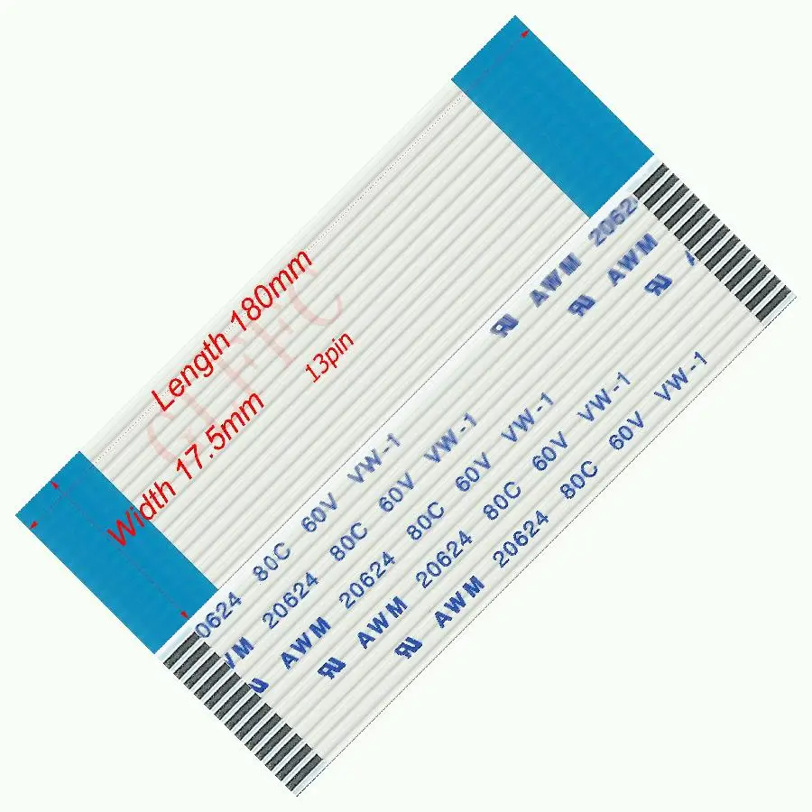 13pin 1,25 шаг 150 мм-1600 мм a-тип Гибкий плоский кабель FFC awm 20624 ROHS для ttl lcd DVD Компьютера - Цвет: 180