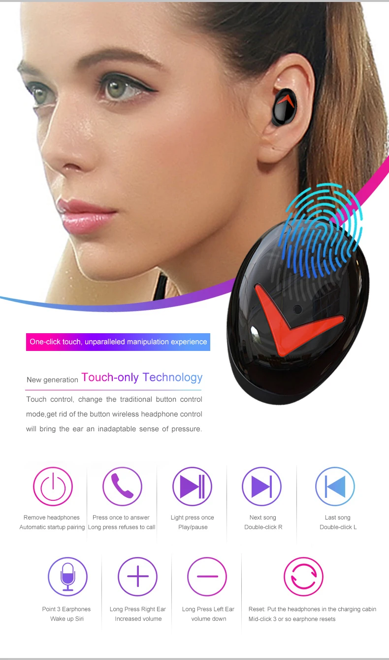 TWS беспроводные 5,0 Bluetooth 8D стерео наушники IPX5 водонепроницаемые наушники 2200 мАч шумоподавление HIFI спортивные мини наушники