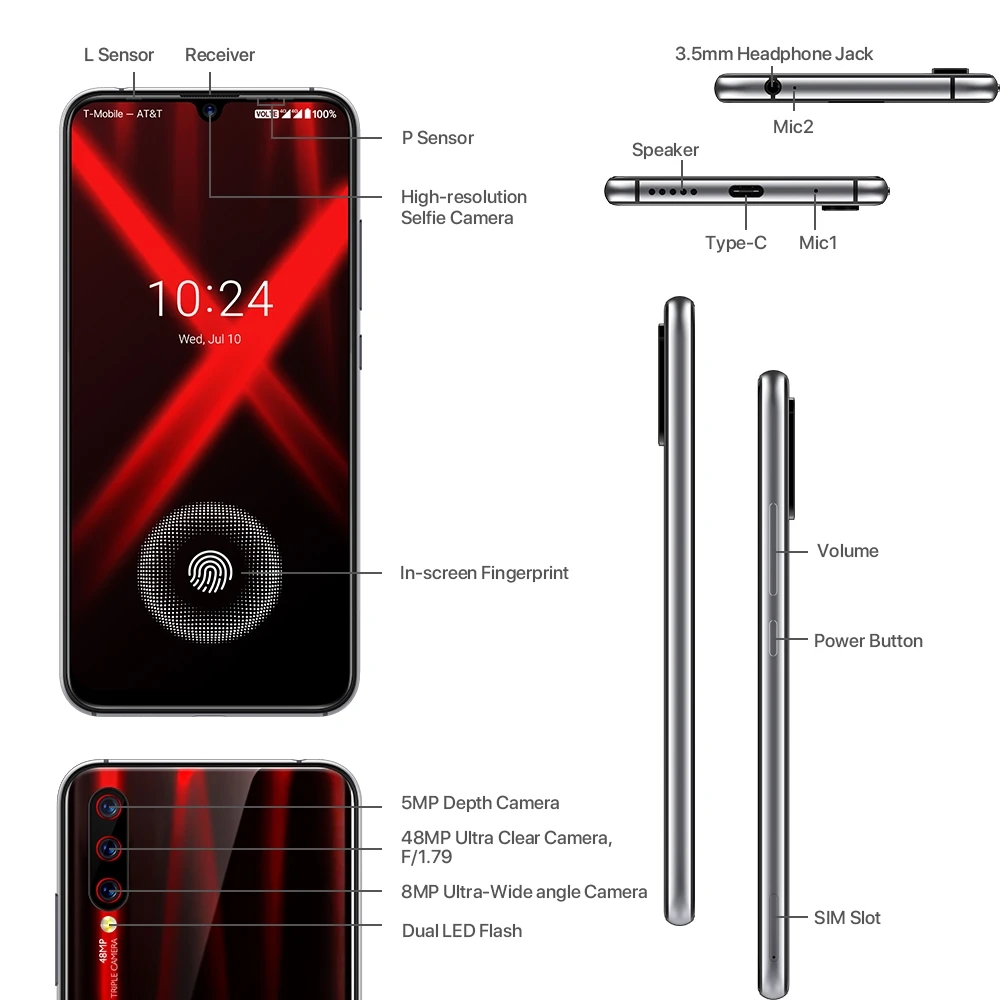  UMIDIGI X Smartphone Android 9.0 4GB RAM 128GB ROM 6.35
