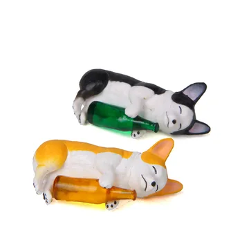 

2 pc New baby boy and girl toys Self-healing Warm Drunk Man Holding Bottle Corgi Husky dog Action &Toy Figures dolls kids gift