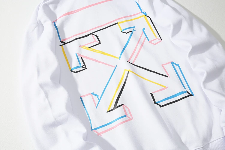 3D цветная стрела 19ss Off-White OW Мужская/Женская осенне-зимняя хлопковая модная повседневная свободная толстовка с капюшоном куртка с капюшоном