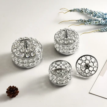 

Vintage Crystal Storage Box Makeup Brushes Storage Box Multi-function Delicate Organizer Treasure Chest for Jewelry Silver