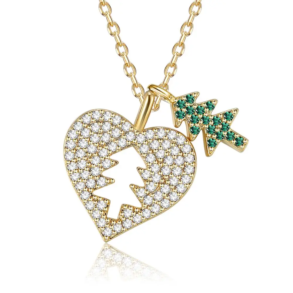 

Christmas Tree Pendant Necklace Gold Color Crystal Clavicle Chain Necklace Fashion Jewelry Girl Gift