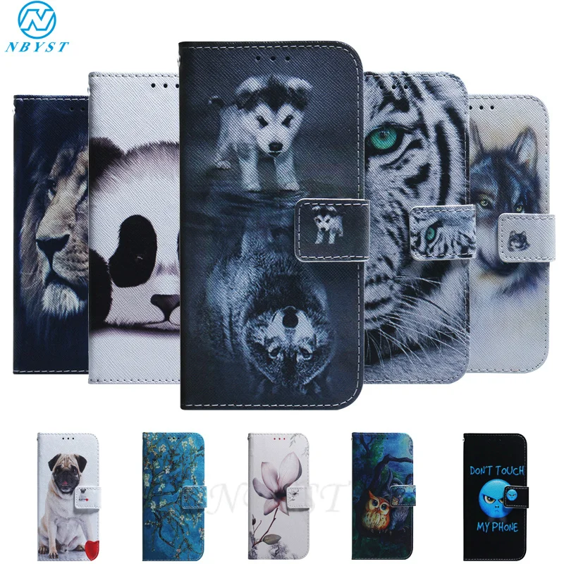 

For Xiaomi 9T PRO A3 CC9E Cover Wolf Panda PU Leather Magnetic Flip Wallet Case Redmi Note8Pro Note 7 6Pro K20pro GO 8A 7A Coque