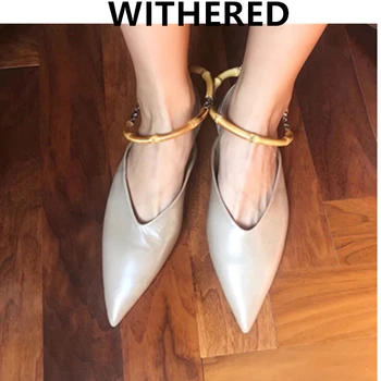 

Withered shoes women sandals INS fashion blogger vintage cusp sexy Bamboo ring mules flat sandals women shoes woman women shoes