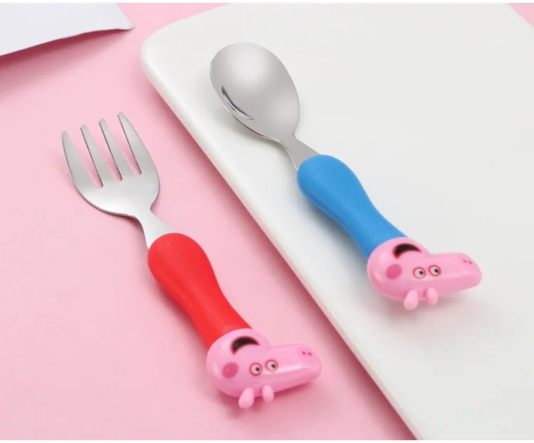 Peppa Pig игрушечная посуда ложка гоночная вилка ложка для супа металлический набор обеденный Ланч Джордж фигурки аниме фигурки игрушки для детей