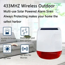 Sirène stroboscopique solaire sans fil, 433MHz, étanche, Flash lumineux, alarme de sécurité, Installation facile, longue durée de vie de la batterie