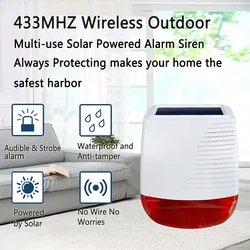 433MHz Wireless Outdoor Solar Waterproof Strobe Siren Light Flash Security Strobe Alarm Easy Installation Long Battery Life