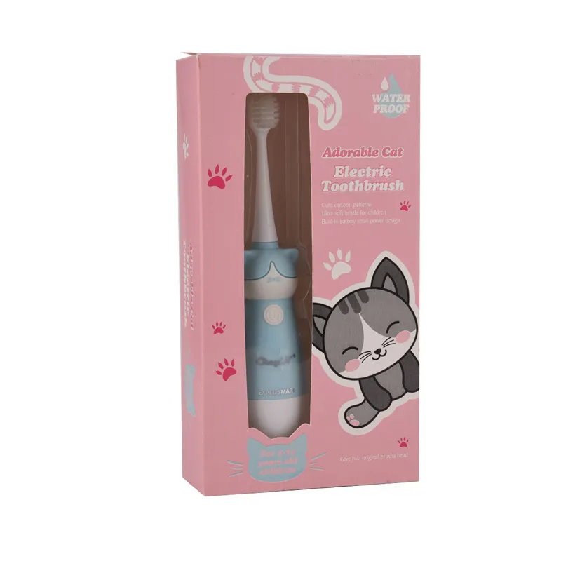 Battery Operated Children Toothbrush 3D Cartoon Teeth Brush Waterproof Kid Electric Wave Toothbrush+ Replaceable Heads