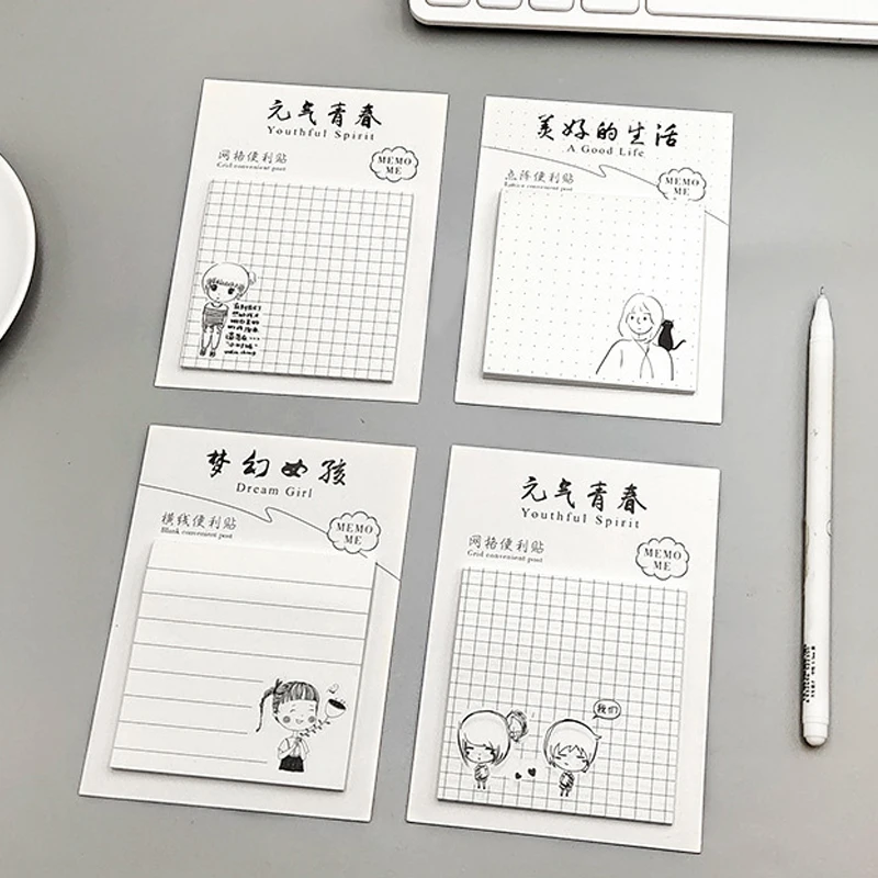 30packs Mini Memo Pad Notepad Black White Blank Line Grid Writing Message Grid Square Paper Planner Post Sticky Wholesale 7 2cm Memo Pad Aliexpress