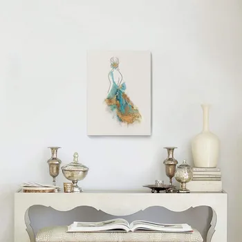 

Modern Large Canvas Wall Art Abstract Woman Back View Colorful Dress Pictures Printed Posters for Living Room Home Decor Artwork