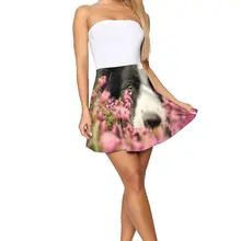 NOISYDESIGNS Animals Dog Customized Women High Waist Skater Flared Border Collie Printing Pleated Short Mini Skirt Shorts Mujer