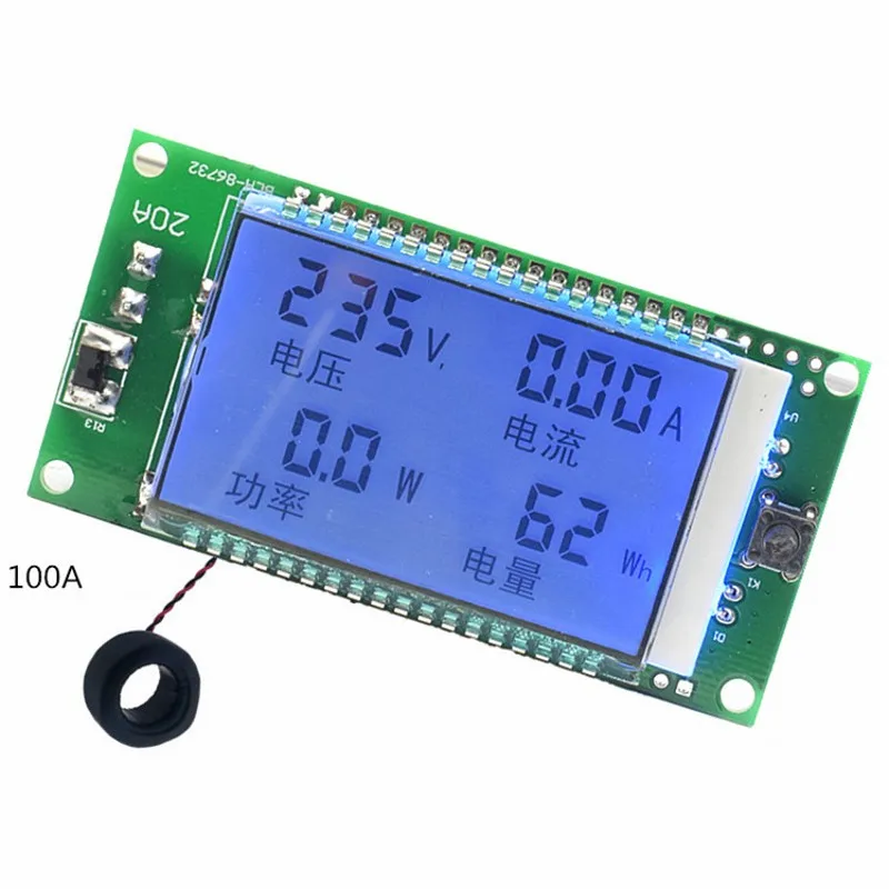 1 шт. AC220V 20A/100A AC Напряжение Амперметр Многофункциональный Напряжение и ток счетчик энергии измеритель мощности цифровой дисплей головка - Цвет: 100A