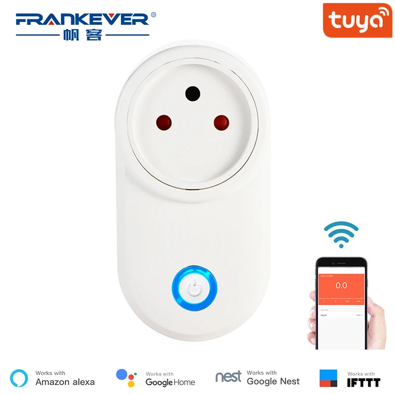 Baratos FrankEver 16A Wifi Smart Socket toma de corriente con monitoreo de energía funciona con Google Home Alexa IFTTT Tuya Smart Life APP