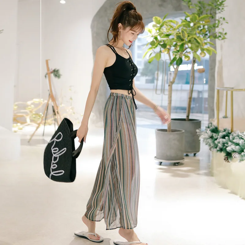 

Spring And Summer New Style Bathing Suit Women's Large Size Three-piece Set Gathering Bra Gauze Trousers Loose-Fit Sexy Holiday