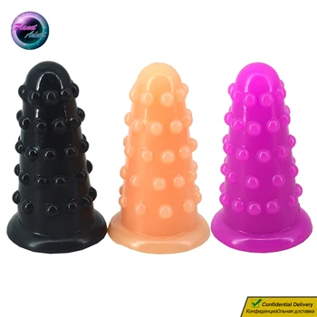 

FAAK Rivet Cone Shape Soft PVC Anal Dildo Butt Plug Anus Expander BDSM Sex Product for Women Lesbian Male Gay Prostate Massager