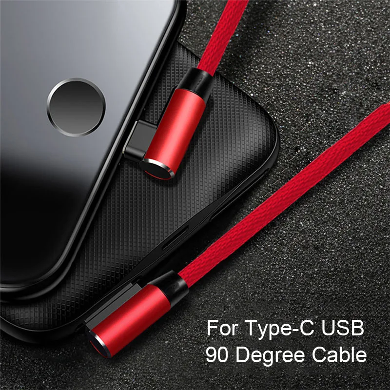 Usb type-C кабель 90 градусов USB C зарядное устройство Шнур Быстрая зарядка USBC type-c кабель для samsung S8 S9 S10 Oneplus 7 3 Мобильный телефон USB-C - Цвет: Red