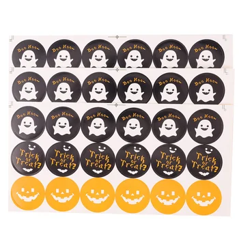

12 Sheets Creative Halloween Self-adhesive Novel Removable Round Sealing Sticker Decals Halloween Friends
