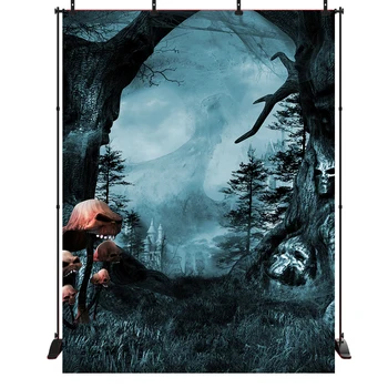 

Acejoker Halloween Horror Jungle Forest Backdrop Photography Customized Vinyl Background Photo Studio Props