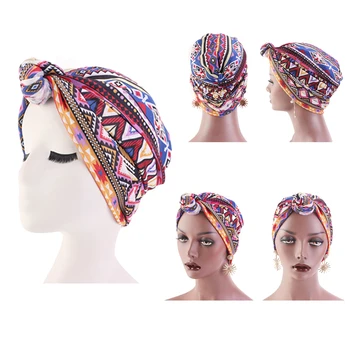 

58CM Cotton Hair Caps Tie Turban Hat Bohemian Women Style Top Knot Twist Headwrap Sleeping Night Ladies Hair Styling Accessories