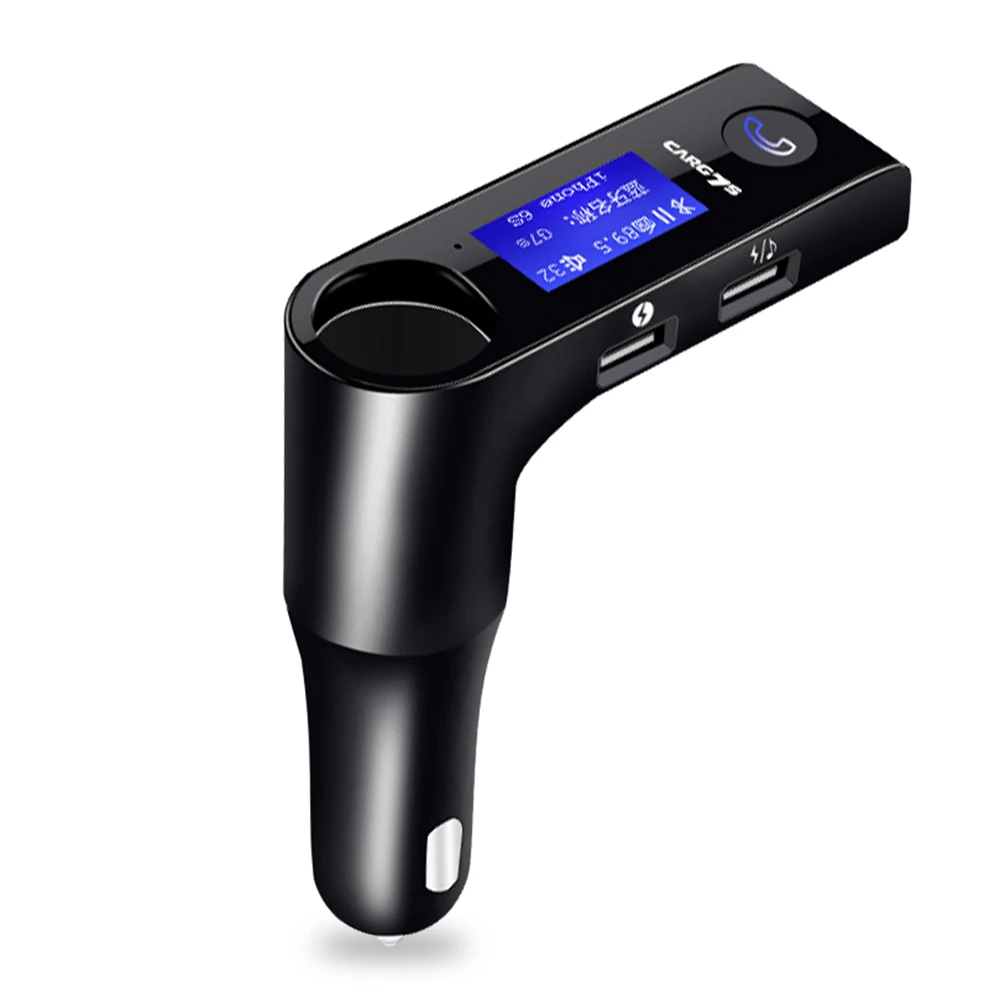 Black Двойной USB BT 4,1 автомобильное MP3 зарядное устройство прикуриватель с ЖК-песнями Просмотр экрана громкой связи TF карта u-диск музыкальный проигрыватель FM - Тип штекера: Black