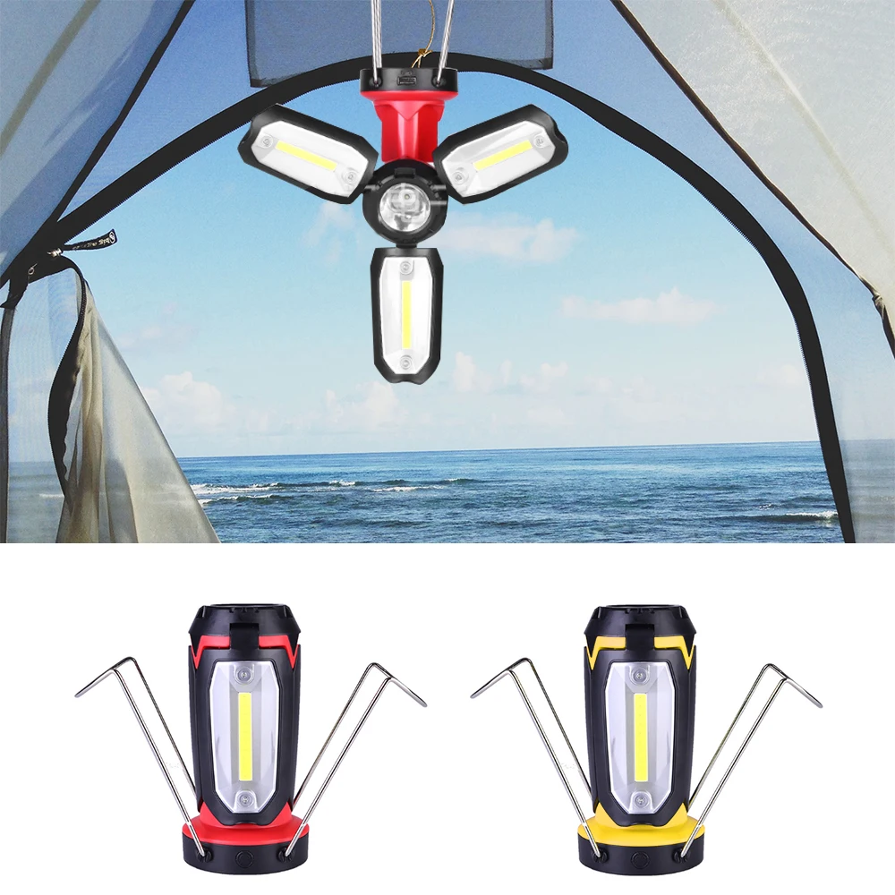 

USB Rechargeable LED Flashlight Camping Lantern Light Portable Tent Light Lamp Red/Yellow