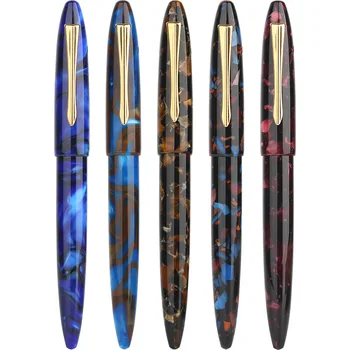 

New Moonman M100 Acrylic Resin Creative Fountain Pen Schmidt Converter and Fine Nib 0.5mm Ink Pen Gold Trim Writing Gift Pen