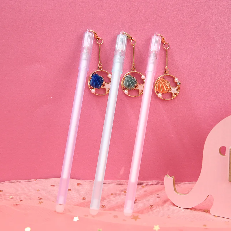 

20PCS Shell Small Starfish Pendant Pearl Gel Black Carbon Brush Frosted Color Plastic Gel Pens Kawaii School Supplies
