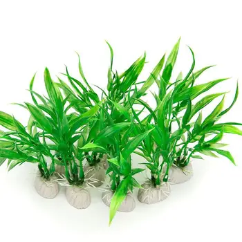 

10 Pack Artificial Aquarium Plants, 10cm Height Fish Tank Decorations Home Decor Plastic Green