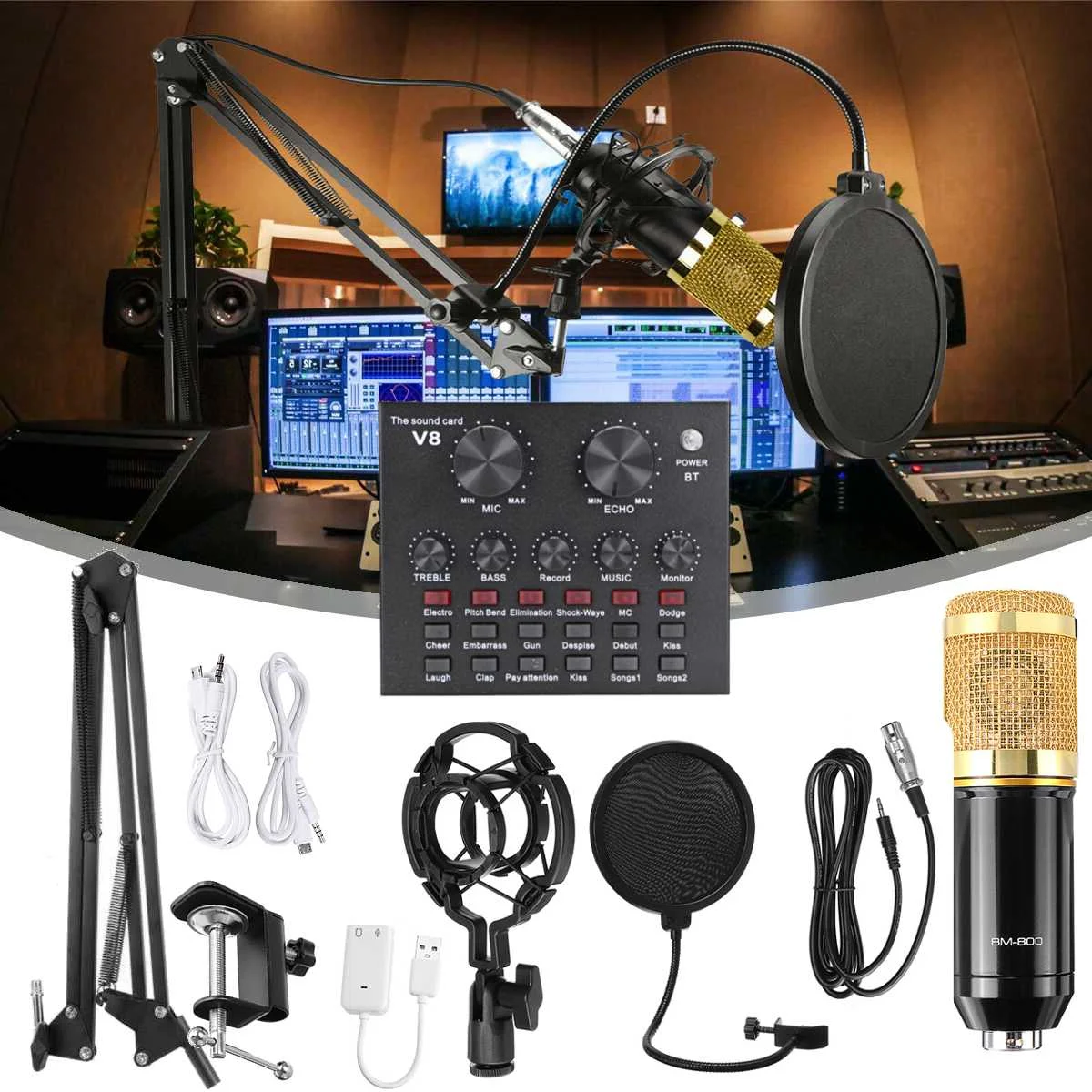 BM800 Pro Микрофон микшер аудио dj конденсаторная звуковая карта живой трансляции