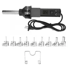 450 Вт портативная Регулируемая ЖК-паяльная станция для распайки горячим воздухом 9 насадок 220 В ЕС штепсельная вилка контроль температуры тепла