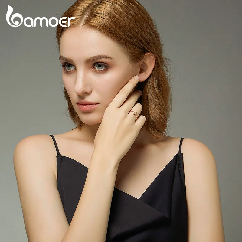 Bamoer 925 пробы Серебряный 2 цвета рыбий хвост Русалка открытые, кольца на палец для женщин Регулируемый браслет свободный размер Bijoux SCR618