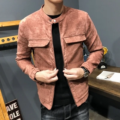 

2019 spring new Korean version of the slim short jacket men's trend wild solid suede casual jacket trend