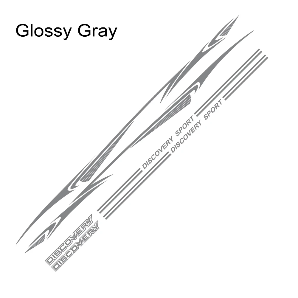 Glossy Gray 2 шт. Автомобильная боковая юбка наклейка авто украшения гоночные длинные полосы наклейки виниловая пленка для Land Rover Дискавери тюнинг автомобильные аксессуары - Название цвета: Glossy Gray