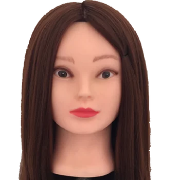 

Brown Hair Mannequin Training Head For Hairdressers With Bracket Hairdressers Female Plastic Mannequin Head