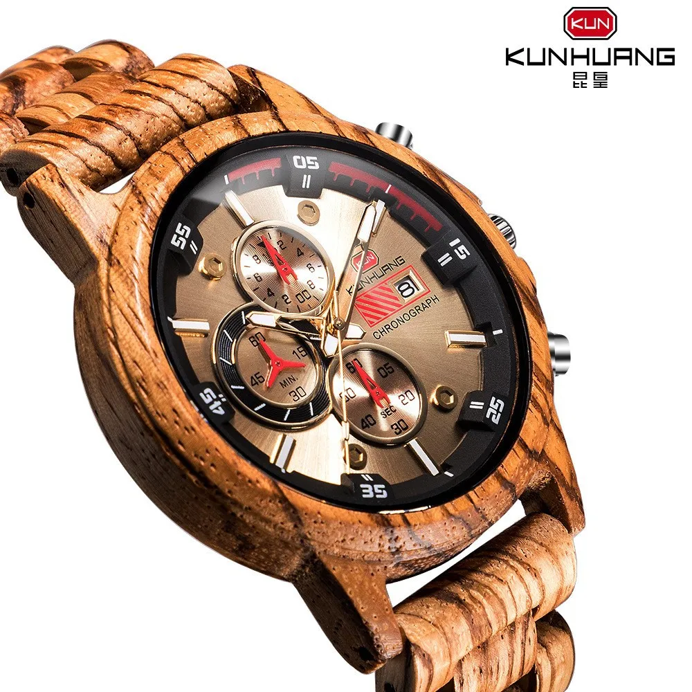 

AliExpress Men's MEN'S Watch Wood Multi-functional Quartz Sports Watch Men's Watch Wooden Watch