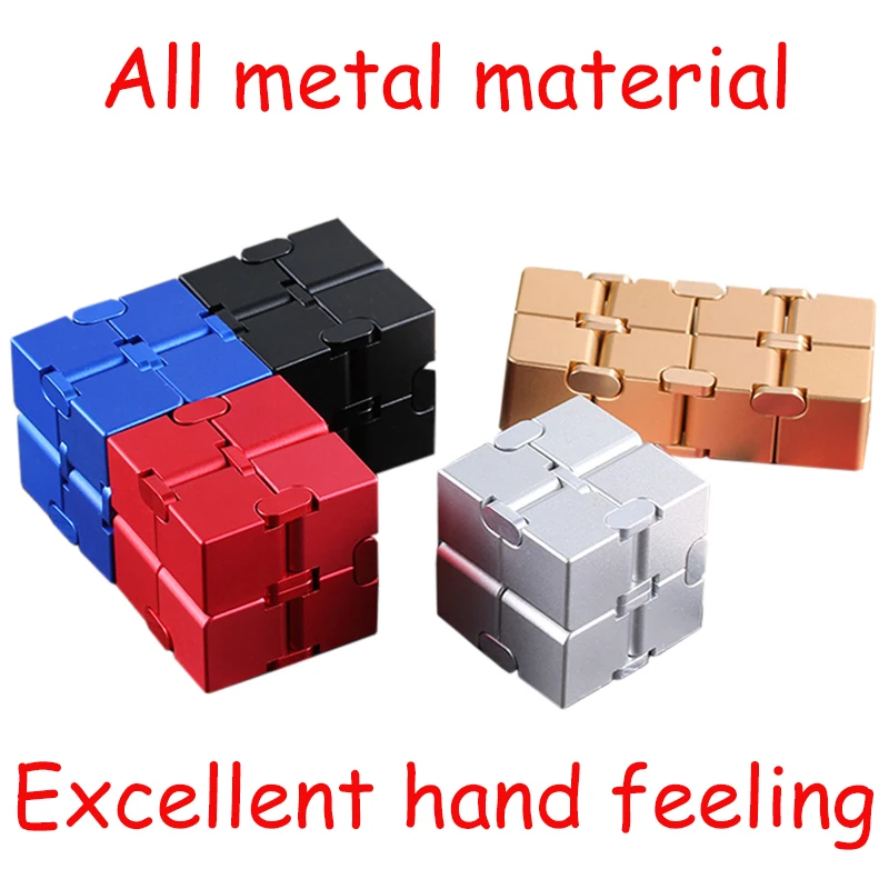 Infinito Cubo de aluminio cubo juguetes de Metal Premium deformación mágico infinito de alivio de estrés cubo mitigador de estrés para EDC ansiedad