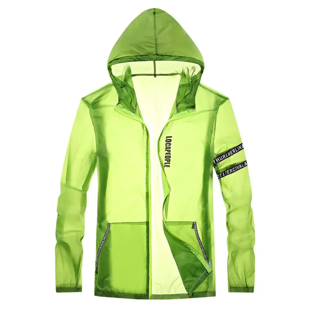 

Men's Casual Solid Color Long Sleeve Jackets With Hooded Plus Anti-UV Outdoor Sport Cycling Coat Male Thin Waterproof Outwear