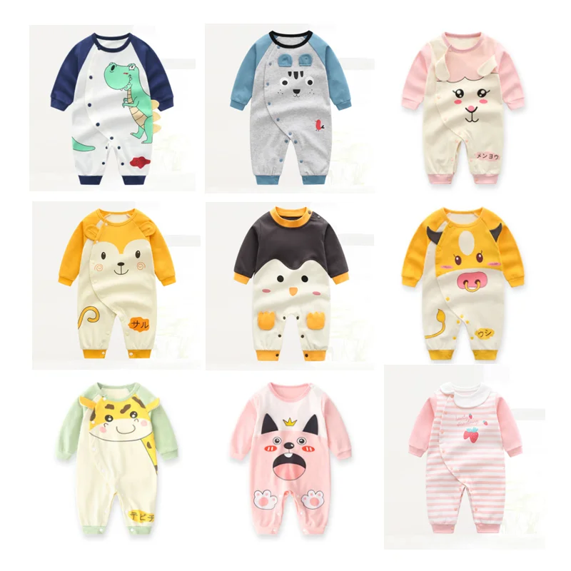 

Baby Girl Boy Clothes Spring Autumn Long-Sleeve Trousers Print Splicing One-Piece Jumpsuit Unisex Romper For Newborn Infant Baby