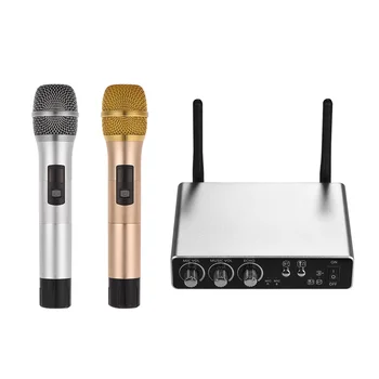 

Wireless Microphone System with 2 Cordless Mics and Receiver Box Live Equipment Optional 25 Channels UHF Band for Karaoke